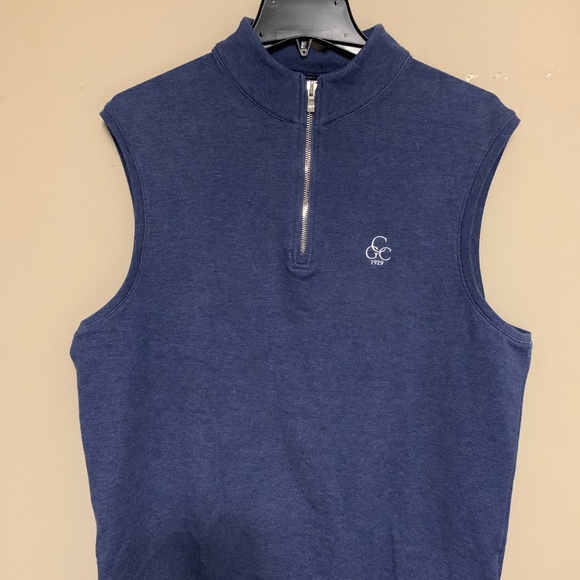 HOLDERNESS & BOURNE Men Golf Tailored Fit Quarter Zip Cotton Blend Vest Blue XL - Picture 1 of 13